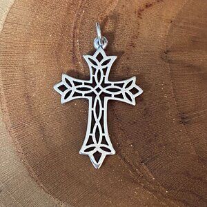 RETIRED James Avery Open Lattice Fleuree Cross Pendant, Sterling Silver